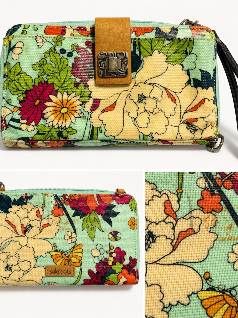 Sakroots Floral Zip-Around Wristlet Wallet